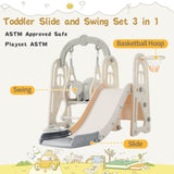 ZNTS Toddler Slide and Swing Set 3 in 1,Kids Playground Climber Slide Playset with Basketball PP315112AAE