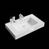 ZNTS BB02-30-101, Integrated solid surface basin WITHOUT drain and faucet, glossy white color W1865107113