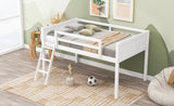 ZNTS Twin Size Wood Loft Bed with Ladder, ladder can be placed on the left or right, White WF315204AAK