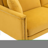 ZNTS COOLMORE Couches for Living Room Mid Century Modern Velvet Love Seats Sofa with 2 Pillows, Loveseat W153985002
