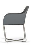 ZNTS Modrest Sweeny Modern Grey Leatherette Arm Dining Chair B04961324