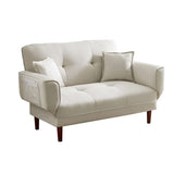 ZNTS RELAX LOUNGE SOFA BED SLEEPER WITH 2 PILLOWS BEIGE FABRIC W22318332
