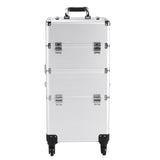 ZNTS 3 in 1 Aluminum Cosmetic Makeup Case Tattoo Box Silver 05913846