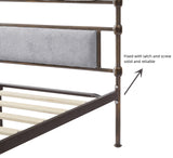 ZNTS King size High Boad Metal bed with soft head and tail, no spring, easy to assemble, no noise W1708127643