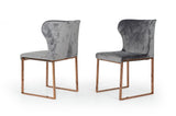 ZNTS Modrest Chadwick Modern Grey Velvet & Rosegold Dining Chair B04961371