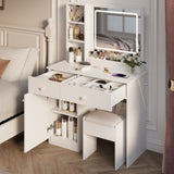 ZNTS Fashion Vanity Desk with Mirror and Lights for Makeup, Vanity Mirror with Lights and Table Set with W509P144326