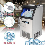 ZNTS ZK-150 120V 495W 150lbs/68kg/24h Ice Maker Stainless Steel Transparent Frosted Lid/Display/5*9 17369097