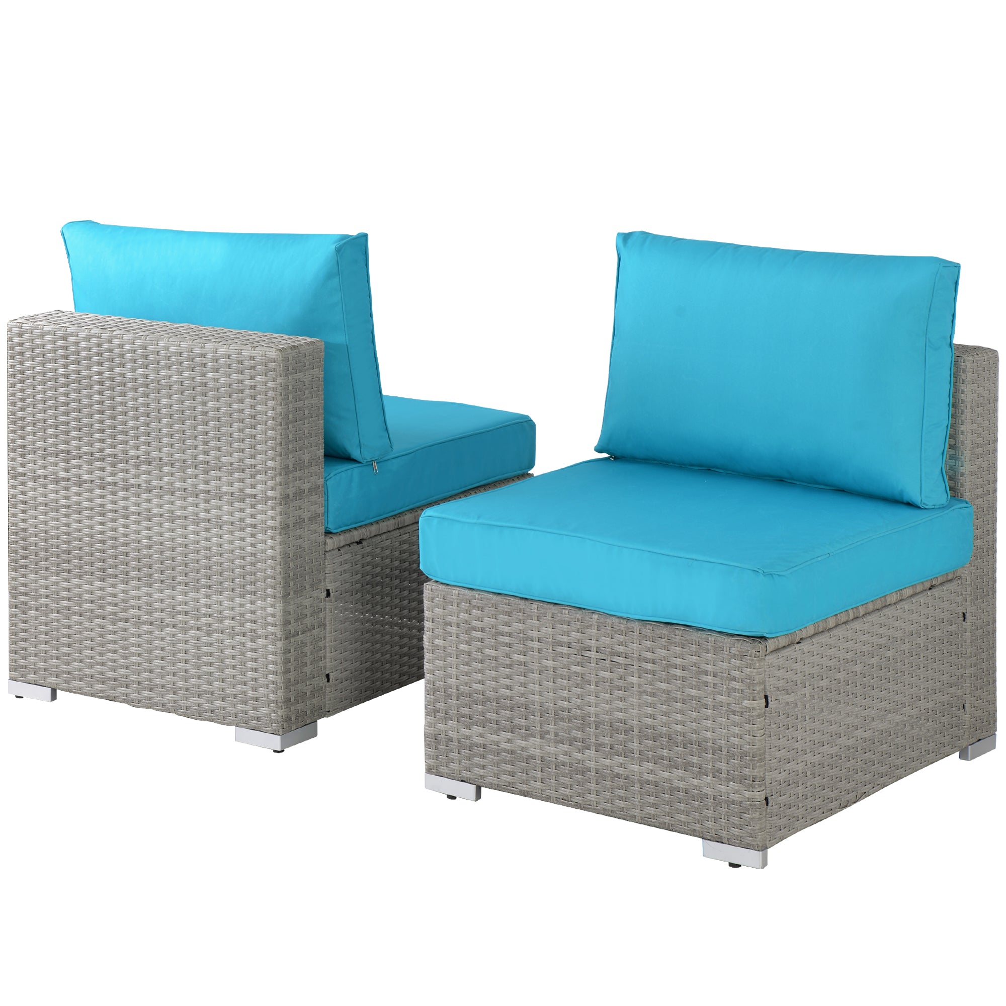 ZNTS Outdoor Garden Patio Furniture 2-Piece PE Rattan Wicker Sectional Cushioned Sofa Chair with Cushions W21311905