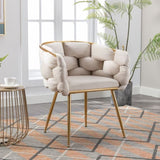 ZNTS Luxury modern simple leisure velvet single sofa chair bedroom lazy person household dresser stool W117067862