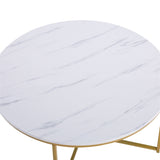 ZNTS Marble Simple Round Coffee Table [90x90x48.5cm] White 83125874