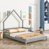 ZNTS Full House-Shaped Headboard Bed with Handrails ,slats ,Grey W504119491