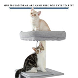 ZNTS Modern Wood Cat Tree Tower With Scratching Posts, 2 Condos And Top Perch For Small&Medium Cat Grey 85719173