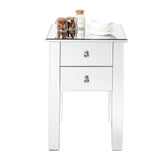 ZNTS Modern and Contemporary Mirrored 2-Drawers Nightstand Bedside Table Silver 09093710