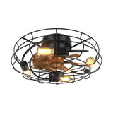 ZNTS Indoor Low Profile 20 Inch Industrial 7 Blades Remote Control LED Bulb Ceiling Fan with Light W93456410