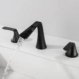 ZNTS Two-Handle Widespread Bathroom Faucet Black Bathroom Faucet 8 Inch 3 Holes Waterfall Bath Sink DSDC856MB