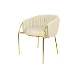 ZNTS Dining Chair White Velvet Gold Metal legs, Set of 2 Side Chairs Y-624-W W1727103853