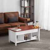 ZNTS Lift Top Coffee Table Modern Furniture Hidden Compartment and Lift Tabletop Brown White 71671201