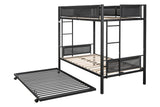 ZNTS Metal Twin over twin bunk bed with Trundle/ Sturdy Metal Frame/ Noise-Free Wood Slats/ Comfortable W42773231