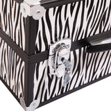 ZNTS SM-2083 Aluminum Alloy Makeup Train Case Jewelry Box Organizer White Zebra Stripe 45947071