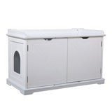 ZNTS Cat Washroom Bench, Wood Litter Box Cover with Spacious Inner, Ventilated Holes, Removable W2181P155161