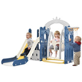 ZNTS Toddler Slide and Swing Set 5 in 1, Kids Playground Climber Slide Playset with Basketball Hoop PP307712AAL