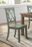 ZNTS Casual Teal Finish Side Chairs Set of 2 Pine Veneer Transitional Double-X Back Design Dining Room B01143554