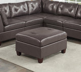 ZNTS Contemporary Genuine Leather 1pc Ottoman Dark Coffee Color Tufted Seat Living Room Furniture B01156174