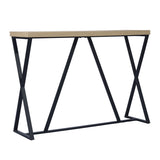 ZNTS 47.2'' Sofa Table; Wood Rectangle Console Table with Metal Frame - Oak & Black W131470833