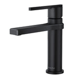 ZNTS Single Handle Single Hole Bathroom Faucet in Matte Black W1626130680