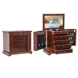 ZNTS Large Jewelry Organizer Wooden Storage Box 5 Layers Case with 4 Drawers, Brown 07229064