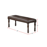 ZNTS Classic Design Cherry Finish Faux Leather 1x Bench Dining Room Furniture Rubber wood Foam Cushion B01147898