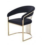 ZNTS Modrest Linda Modern Black Velvet and Gold Dining Chair B04961466