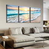 ZNTS 3 panels Framed Canvas Wall Art Decor,3 Pieces Sea Wave Painting Decoration Painting for Chrismas W2060139296