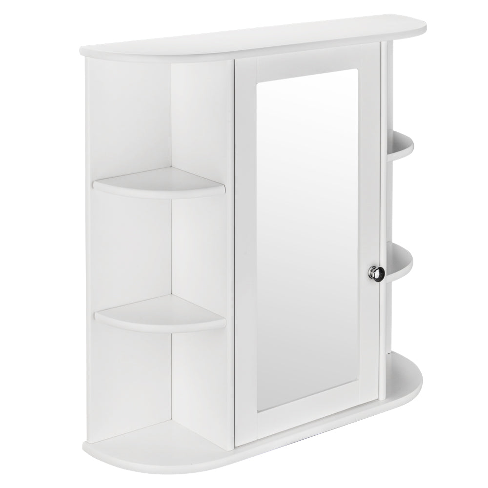 ZNTS 3-tier Single Door Mirror Indoor Bathroom Wall Mounted Cabinet Shelf White 48311781
