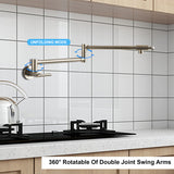 ZNTS Pot Filler Faucet, Modern Brass Pot Filler Two-Attachment Wall Mount Folding Kitchen Pot Filler W928125480