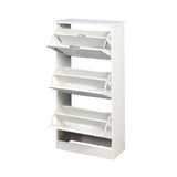 ZNTS Wooden Shoe Cabinet for Entryway, White Shoe Storage Cabinet with 3 Flip Doors 20.94x9.45x43.11 inch W40935621