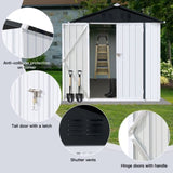 ZNTS Outdoor storage sheds 4FTx6FT Apex roof White+Black W135057992