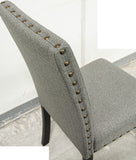 ZNTS Grey Fabric Modern Set of 2 Dining Chairs Plush Cushion Side Chairs Nailheads Trim Wooden Chair B011119660