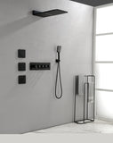 ZNTS Wall Mounted Waterfall Rain Shower System With 3 Body Sprays & Handheld Shower TH-78109-MB