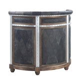 ZNTS ACME Rahma BAR TABLE Antique Ebony Top Grain Leather & Aluminum DN01019