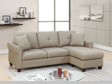 ZNTS Beige Color Glossy Polyfiber Tufted Cushion Couch Sectional Sofa Chaise Living Room Furniture B011118996