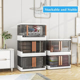 ZNTS 4 Piece Plastic Folding Organiser with Lid, Wardrobe Organiser, Stackable Wardrobe Organiser, W1401P147671
