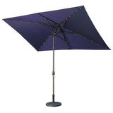 ZNTS Adjustable Tilt Led Lights Blue Rectangular Patio Large Umbrella For Beach Outside Outdoor W1828P147962