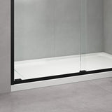 ZNTS 60 in. W x 76 in. HSliding Framed Shower Door in Black Finish with Clear Glass W127253517