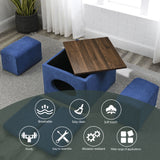 ZNTS [Video] Welike 25"W Modern design hollow storage ottoman, upholstery, coffee table, two small W83456981