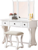 ZNTS Unique Modern Bedroom Vanity Set w Stool Foldable Mirror Drawers White Color MDF Veneer 1pc Vanity B011111843