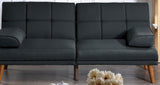 ZNTS Black Polyfiber 1pc Adjustable Tufted Sofa Living Room Solid wood Legs Plush Couch HS00F8519-ID-AHD