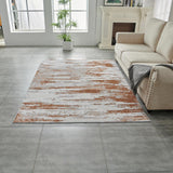 ZNTS ZARA Collection Abstract Design Gray Brown Rust Machine Washable Super Soft Area Rug B030115660