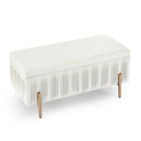 ZNTS Elegant Upholstered Velvet Storage Bench with Cedar Wood Veneer, Large Storage Ottoman with W487109968