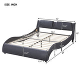 ZNTS Full Size Upholstered Faux Leather Platform Bed with LED Light Bed Frame with Slatted - Black WF296647AAB